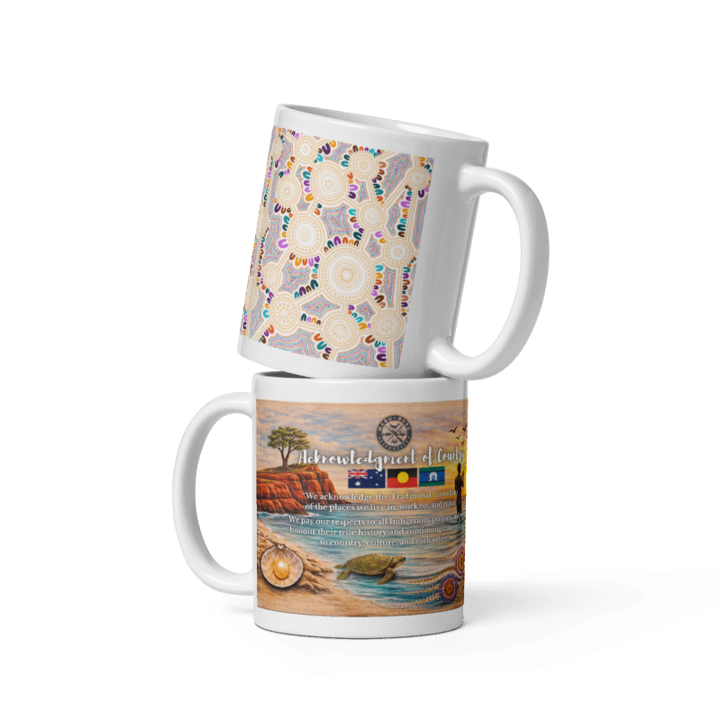 Acknowledgement of Country - White Glossy Coffee Mug (Right-handed)